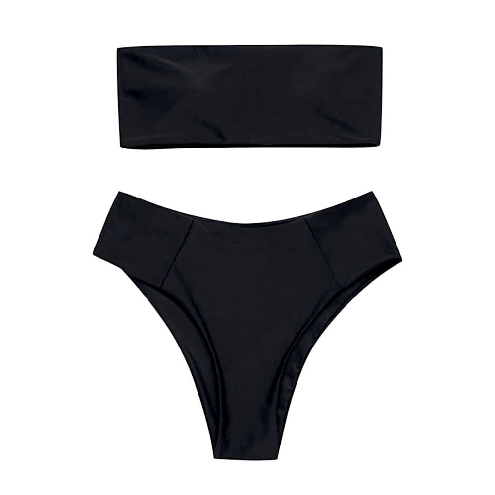 Black Padded Bandeau High Waisted Bikini
